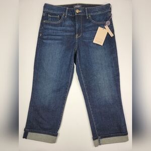 NWT NYDJ Marilyn Straight Capri Cuffed Indigo Blue Jeans Lift Tuck Women's 6 NEW